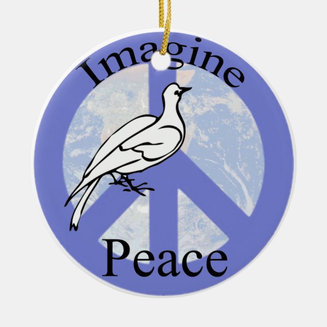 Imagine Peace Ceramic Tree Decoration (Front)