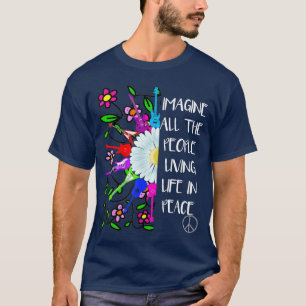 Imagine Peace Groovy Hippie Colorful 70s Folk Rock T-Shirt