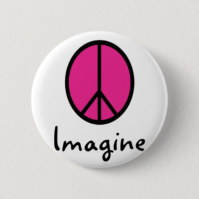 Imagine PINK PEACE symbol 6 Cm Round Badge (Front)