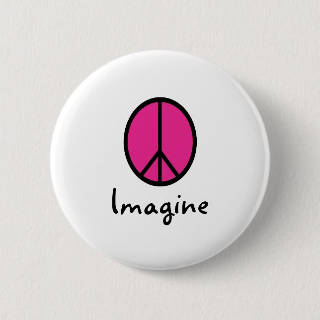 Imagine PINK PEACE symbol 6 Cm Round Badge (Front)