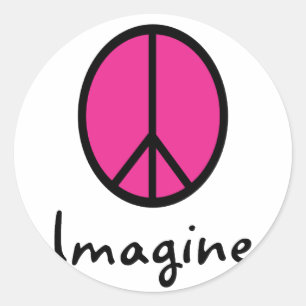 Imagine PINK PEACE symbol Classic Round Sticker