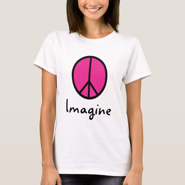 Imagine PINK PEACE symbol T-Shirt (Front)