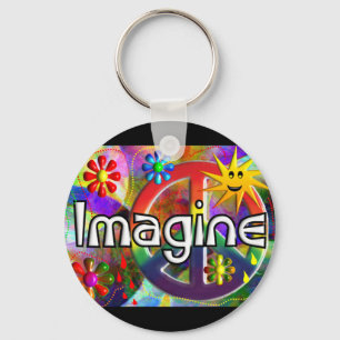 "Imagine" Psychadelic 70's Gifts Key Ring