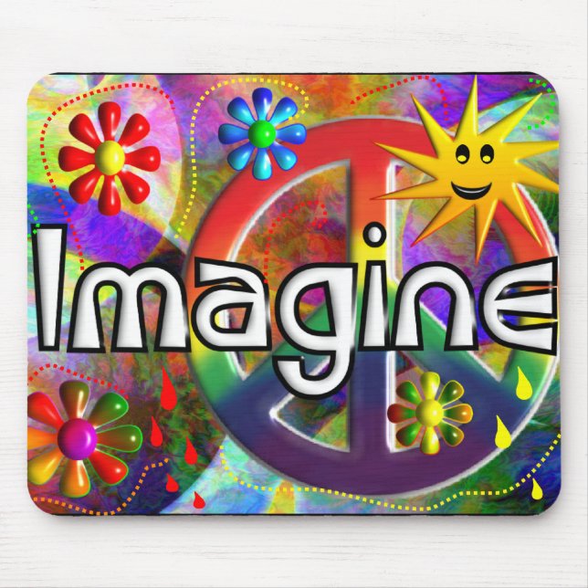 "Imagine" Psychadelic 70's Gifts Mouse Mat (Front)
