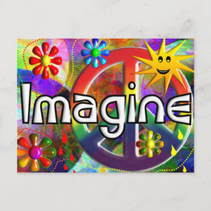 "Imagine" Psychadelic 70's Gifts Postcard