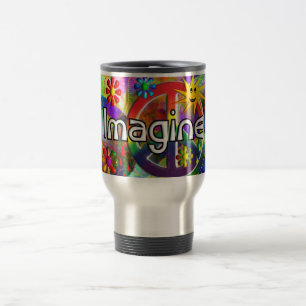"Imagine" Psychadelic 70's Gifts Travel Mug