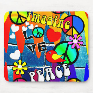 Imagine Retro Peace Symbols Mouse Mat
