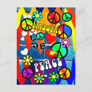 Imagine Retro Peace Symbols Postcard