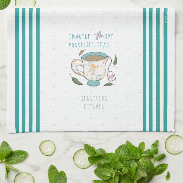 Imagine the Possibilities Tea Puns Personalised Tea Towel (Folded)