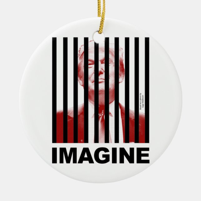 Imagine Trump Behind Bars Ceramic Tree Decoration (Front)