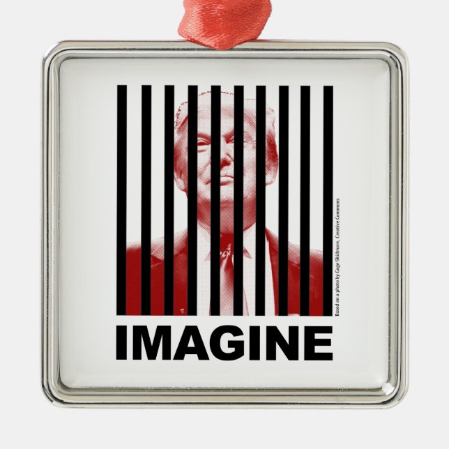 Imagine Trump Behind Bars Metal Tree Decoration (Front)