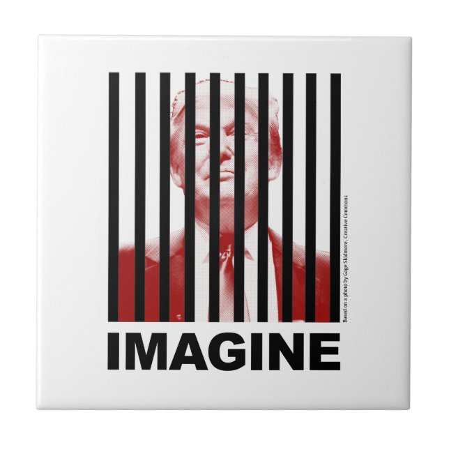 Imagine Trump Behind Bars Tile (Front)