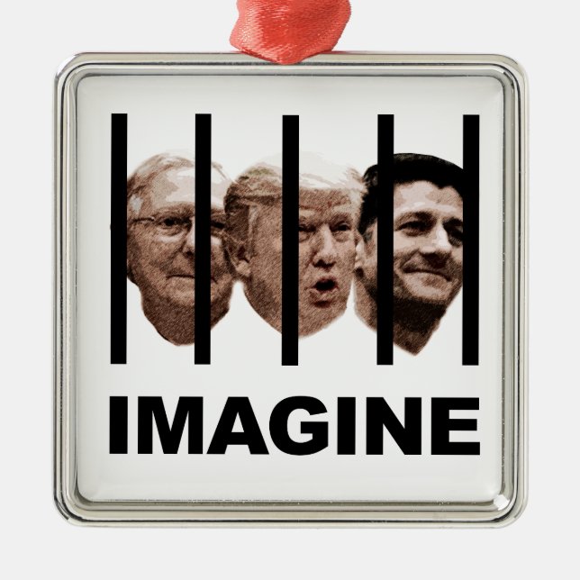 Imagine Trump, McConnell and Ryan Behind Bars Metal Tree Decoration (Front)