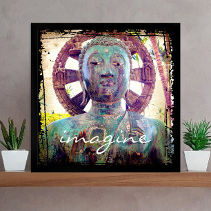 “Imagine” Vintage Asian Turquoise Buddha Photo Poster