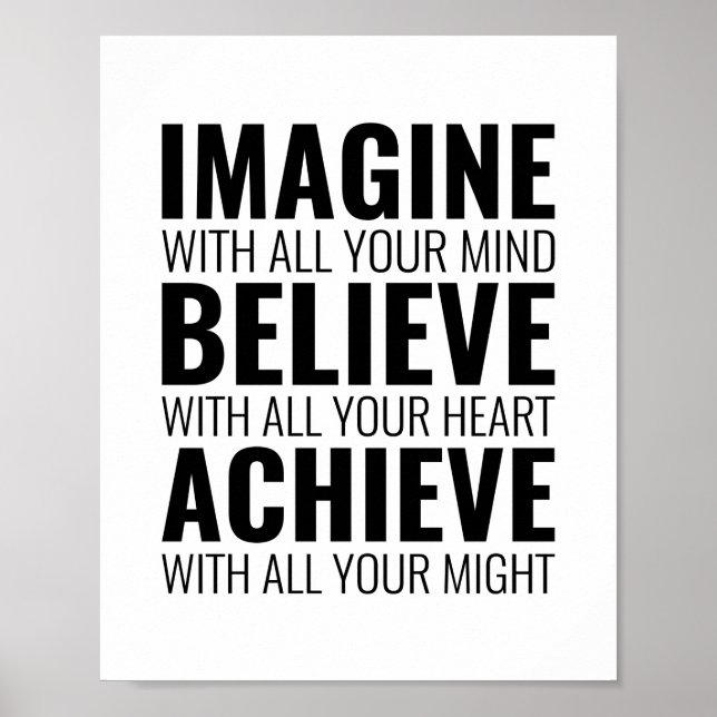 Imagine with all your mind | Motivational Quote Poster (Front)