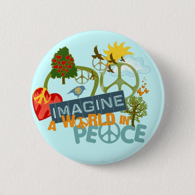 Imagine World Peace 6 Cm Round Badge (Front)