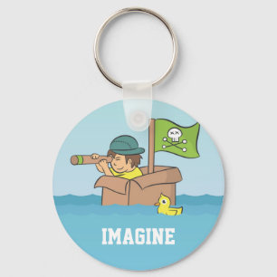 Imagining an adventure with cardboard boxes key ring