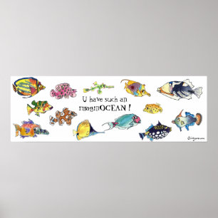 ImaginOCEAN Cartoon Fish Art Poster