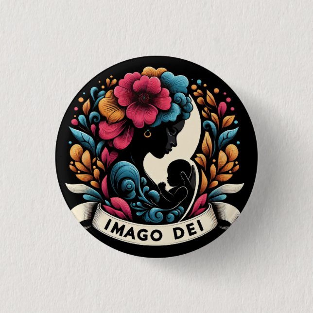Imago Dei, Image of God, 3 Cm Round Badge (Front)