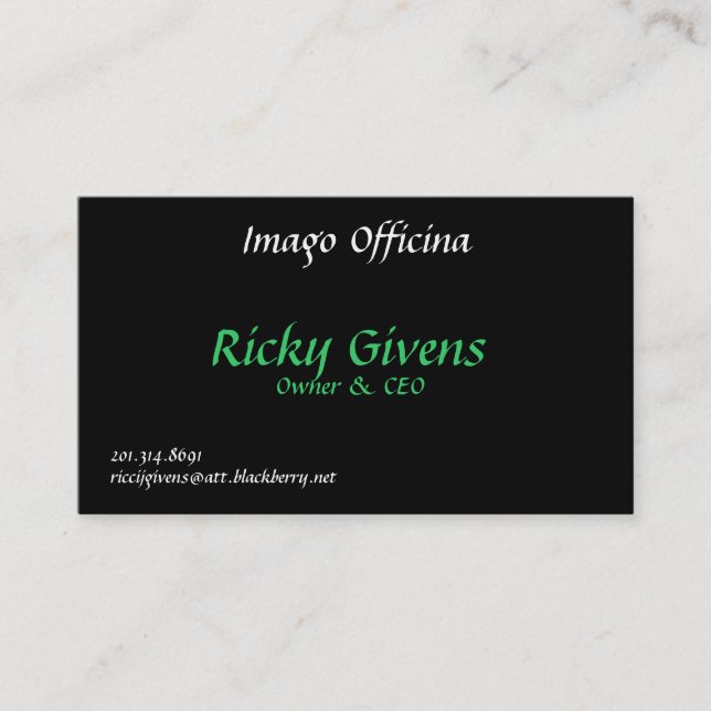 Imago Officina, Ricky Givens, Owner & CEO, 201.... Business Card (Front)