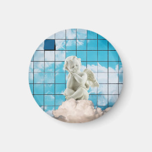 Imam a statue of an angel on a cloud magnet