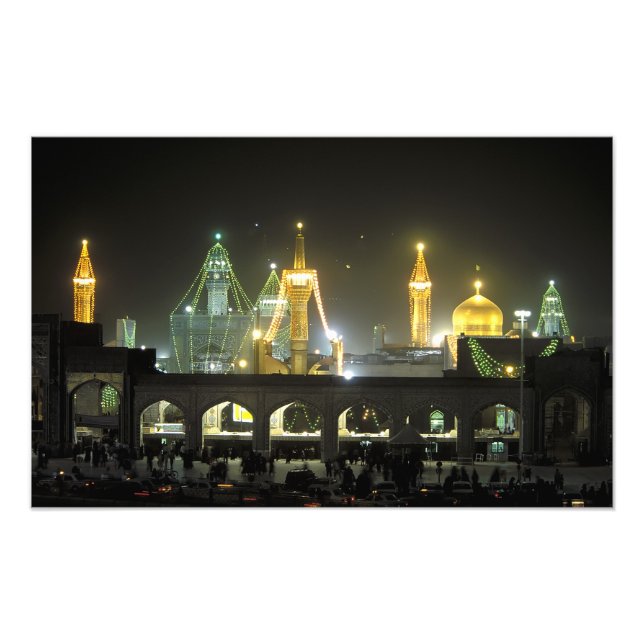 Imam Reza Shrine Complex at night, Mashhad, Photo Print (Front)