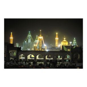 Imam Reza Shrine Complex at night, Mashhad, Photo Print