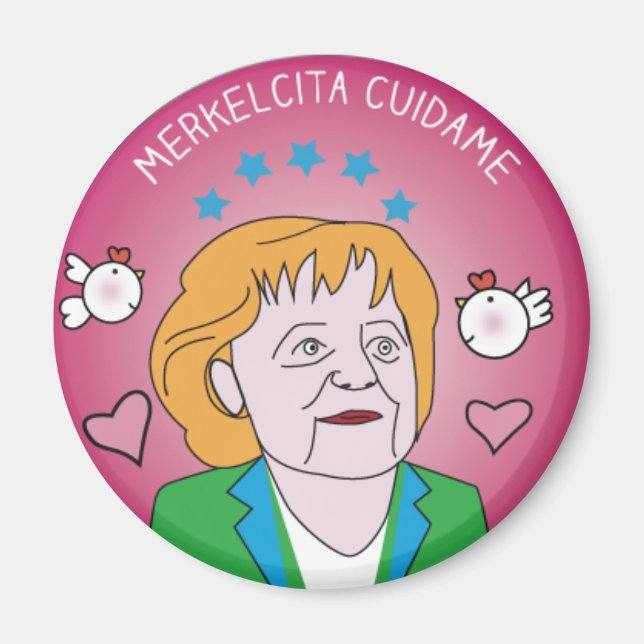 Iman de Nevera Merkelcita Plis Cuidame Rosa Magnet (Front)