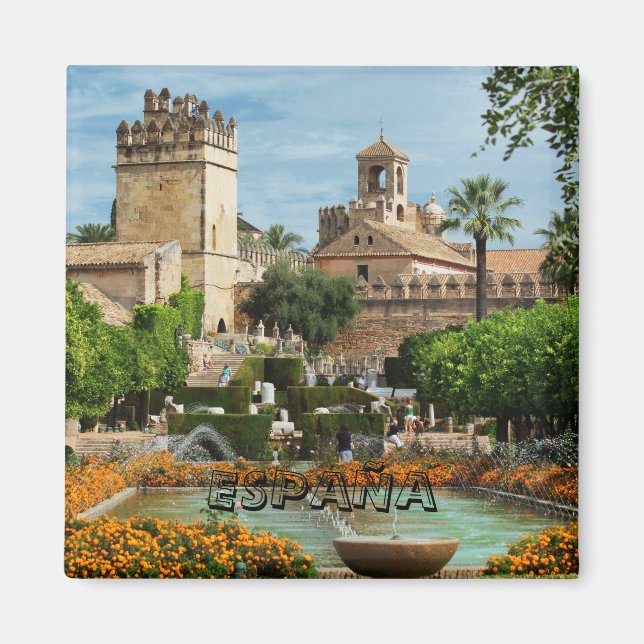 Imán Jardines del Alcázar de Cordoba, Spain Magnet (Front)