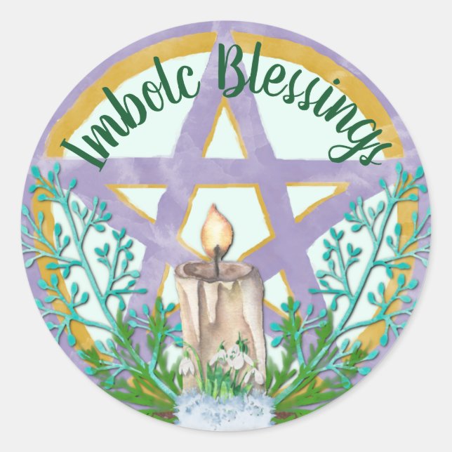 Imbolc Blessings Celtic Wicca Holiday Pentacle Classic Round Sticker (Front)