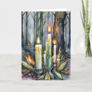 Imbolc Candlemas Winter Forest Candles Wiccan Holiday Card