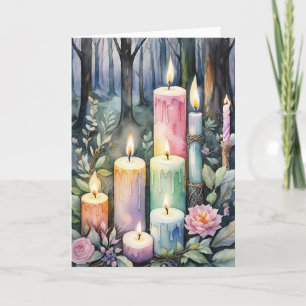 Imbolc Candlemas Winter Forest Candles Wiccan Holiday Card