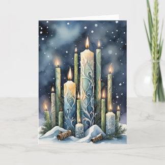 Imbolc Candlemas Winter Forest Candles Wiccan Holiday Card