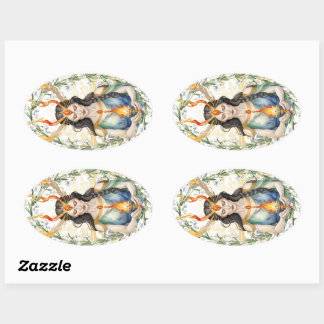 Imbolc Floral Goddess Wiccan Holiday Oval Sticker