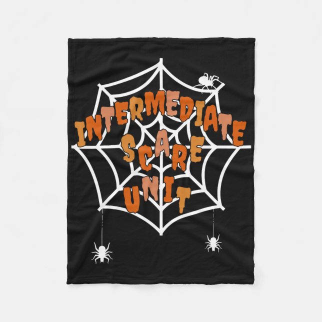 Imcu Intermediate Care Unit Nurse Spooky Halloween Fleece Blanket (Front)