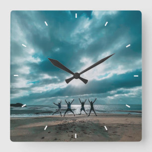 ime Spent With Family Quote Wood Square Wall Clock