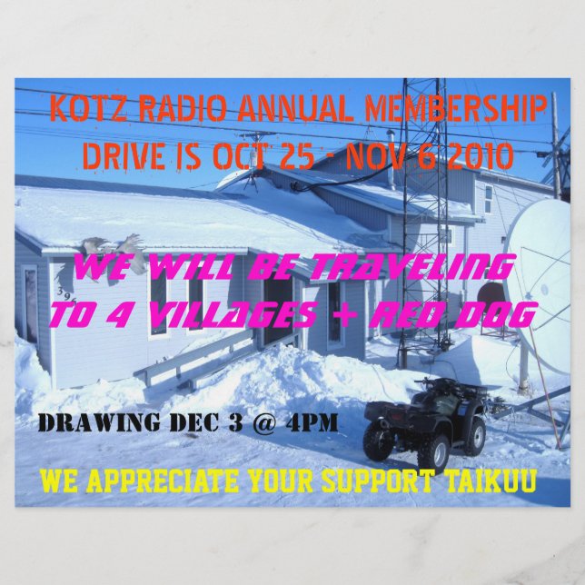 IMG_0319, KOTZ RADIO ANNUAL MEMBERSHIPDRIVE IS ... FLYER (Front)