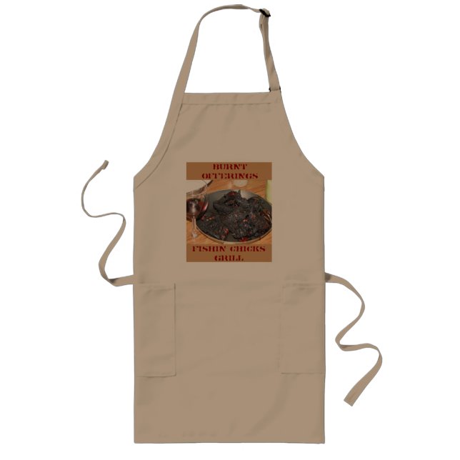 IMG_0660, burnt offerings, fishin chicks grill Long Apron (Front)