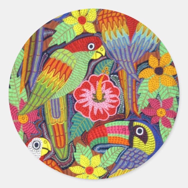 IMG_5319 Birds of Panama Mola Classic Round Sticker (Front)