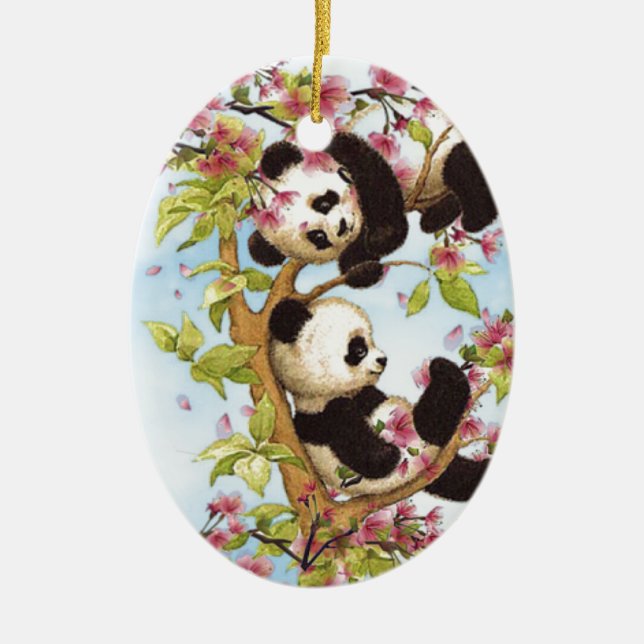 IMG_7386.PNG  cute and colourful panda designed Ceramic Tree Decoration (Front)