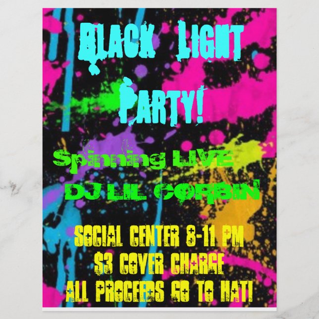 img-thing, Black Light Party!, Social Center 8-... Flyer (Front)