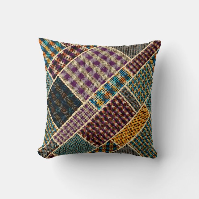 Imitation of indian patchwork pattern with texture cushion (Front)
