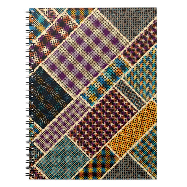 Imitation of indian patchwork pattern with texture notebook (Front)