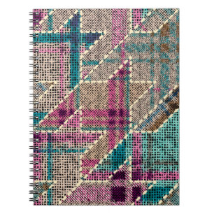 Imitation of indian patchwork pattern with texture notebook