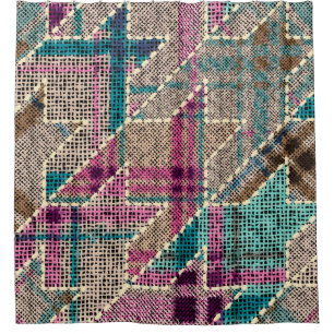 Imitation of indian patchwork pattern with texture shower curtain