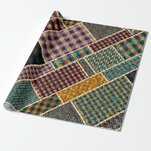 Imitation of indian patchwork pattern with texture wrapping paper