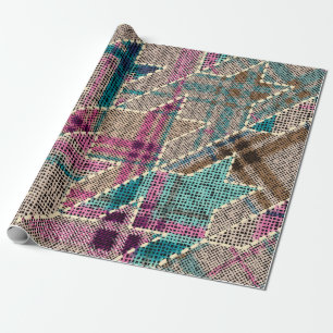 Imitation of indian patchwork pattern with texture wrapping paper