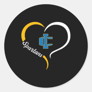 Imlay City Spartans Logo Half Heart Slogan Hs  Classic Round Sticker
