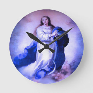 Immaculata Blue Round Clock