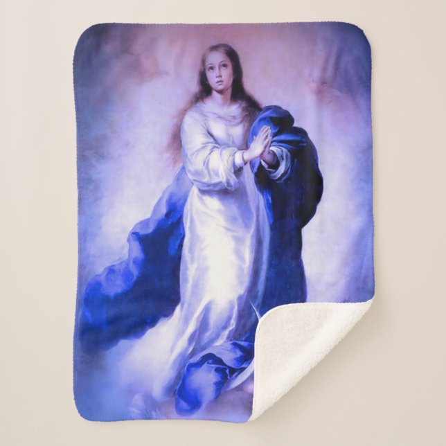 Immaculate Conception Blue Sherpa Blanket (Front)